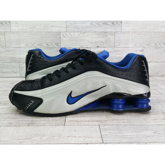 Men's Nike Shox R4 Retro Sneakers Silver Blue Black Shoes BV1111-100 Sz 10 2018 - Picture 10 of 13